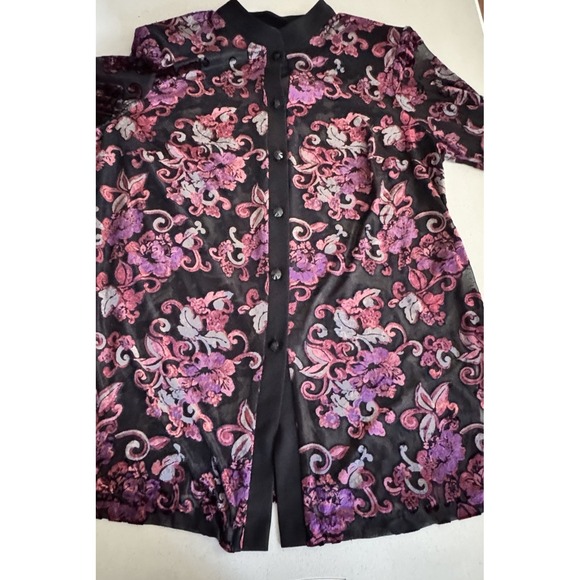 Vtg Y2K Dressbarn Top Tunic 18W Burnout Velvet Fairy Whimsigoth Boho Festival - Picture 16 of 16